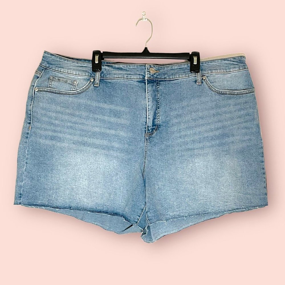 Sofia Jeans By Sofia Vergara Womens Lila Cut-Off Shorts Blue Stretch Plus 24W